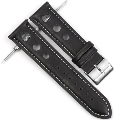 Onthelevel Handmade Breathable Watch Strap Belts 18mm 20mm 22mm 24mm Genuine Leather Black Strap Soft Wist Bracelet Watch Band