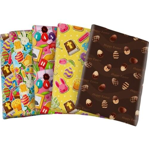 Easter Day Printed Twill Polyester Cotton Fabric Bubble Holiday for DIY Bag Earring Hair Bow Center Making 50*145cm