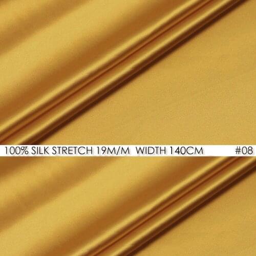 Silk stretch satin 140 cm, width 19momme Pure Soie Fabris Royal Golden NO 08