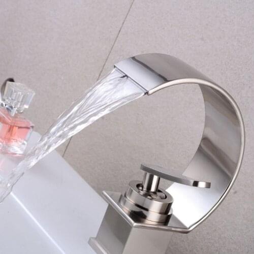 Curve Style Basin Faucet Tap Finish Single Handle Hole Deck Mounted Wash Hot Cold Mixer Bathroom Kitchen Sink