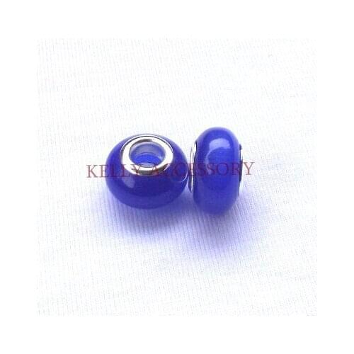50pcs/lot Royal Blue Cat Eye Glass Beads 5mm Big Hole Beads For European Jewelry Making Cute Bracelet Necklace DIY Beads