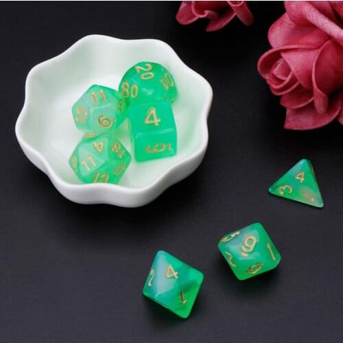 X5QF 7pcs/set Polyhedral Sided Dice D4 D6 D8 D10 D12 D20 For RPG Poly Table Game