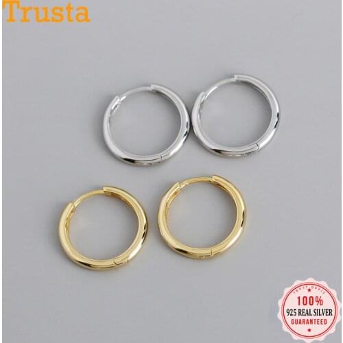 Trustdavis Minimalist 925 Sterling Silver Fashion Simple 18mm Round Hoop Earring For Women Wedding S925 Earring Jewelry DA1163
