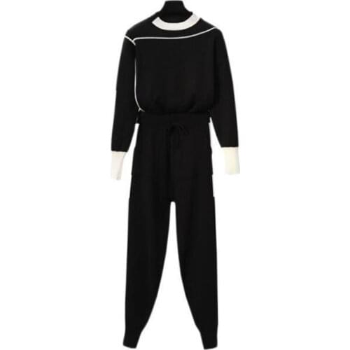 Women Sweater Outfits Knit 2 Piece Set Tracksuits Fall Winter Basic Female Pullover Sweater + Carrot Harem Pants Sporting Suit