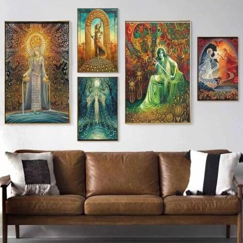 Snake Charmer Art Card Pagan Mythology Psychedelic Bohemian Gypsy Goddess Canvas Painting Wall Art Print And Poster Home Decor