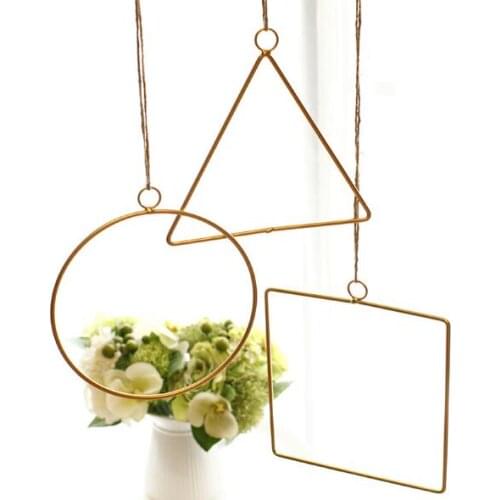 1PC Metal Iron geometry Hanging Planter Vase Geometric Wall Decor Container Mounted Flower Pots Wall Home Decoration MI 016