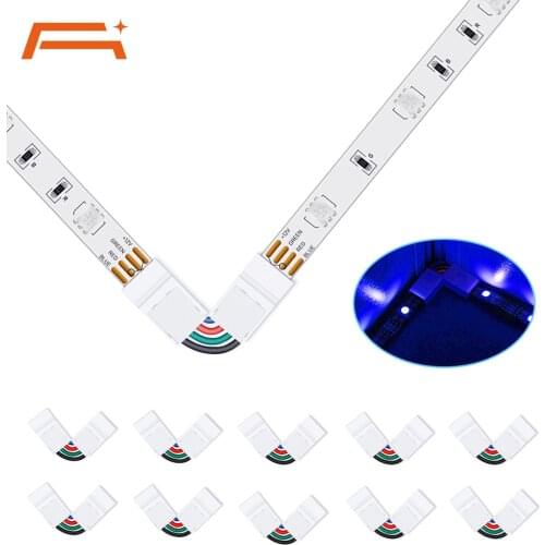 10Pcs 4-Pin LED Light Strip Connectors,10mm Wide For 5050 RGB LED Strip Terminal Extension