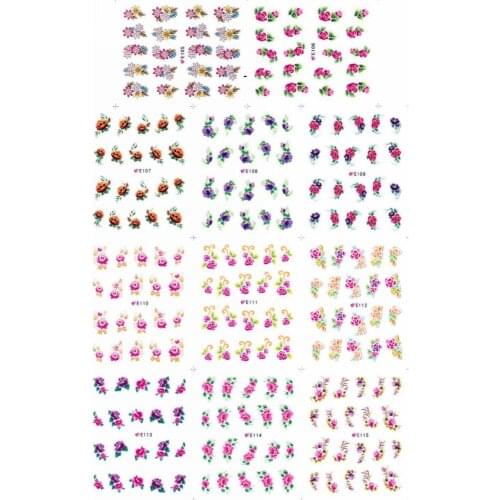 11 PACKS / LOT 3D SIMULATION FLOWER BUTTERFLY ORCHID PANSY PEACH WISTARIA NAIL TATTOOS STICKER E105-115