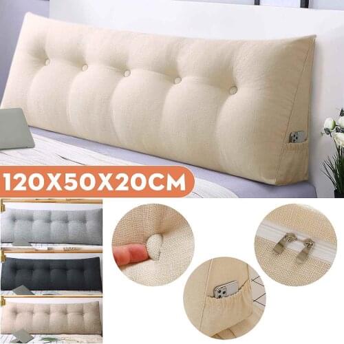 120 x 50 x 20cm Triangular Wedge Cushion Bed Backrest Positioning Support Pillow Reading Pillow Office Lumbar Pad with Cover