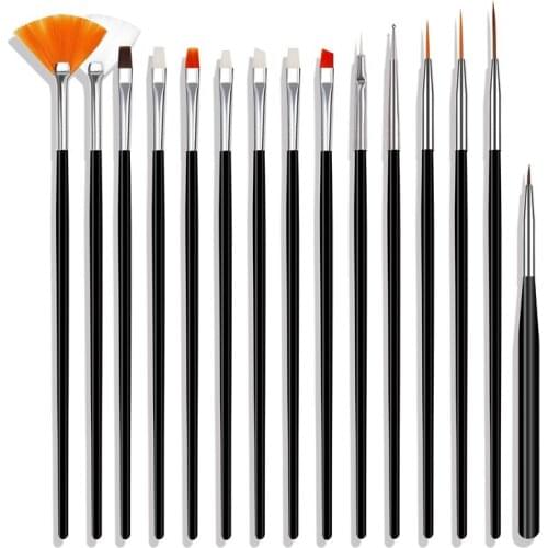 15PCS/set Nail Brush Kit For Manicure Gel Design Nail Brushes Nail Art Tool Pen UV Gel Manicure Tool 15pcs Brush Portable Suit