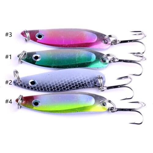 20 pcs/lot Metal Fishing Spoon Lure Sequin hard bait Spinner slice lure Single hook lures Sea/Fresh water 5cm-6.5g