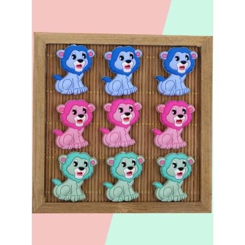 Kovict 50/100pcs Lion Baby Rodent BPA Food Free Silicone Teething Nursing Pacifier Clip Silicone Beads