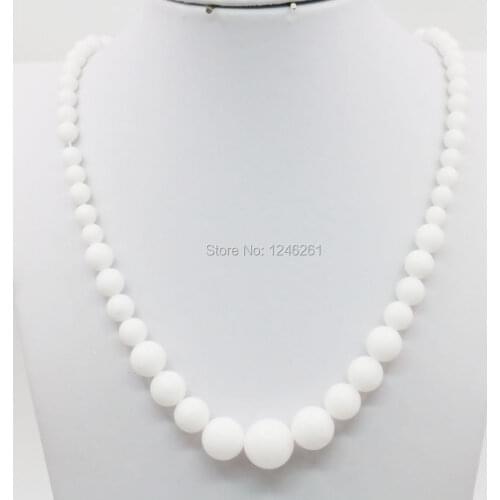 6-14mm Tridacna Necklace Chain Tower White Lucky Stone Round Beads Hand Made Fashion Jewelry Women Girl Gifts Ornaments 18inch