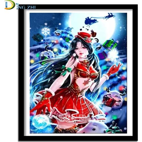 5D Diy Full Square/Round Diamond Painting Snow Cartoon Girl Embroidery Pattern Cross Stitch Mosaic Christmas Home Decor Mural