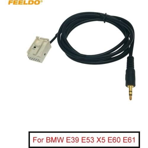 FEELDO Car Radio Stereo 3.5mm Male AUX Cable Adapter For BMW E39 E53 X5 E60 E61 CD Audio Cable Data Wiring