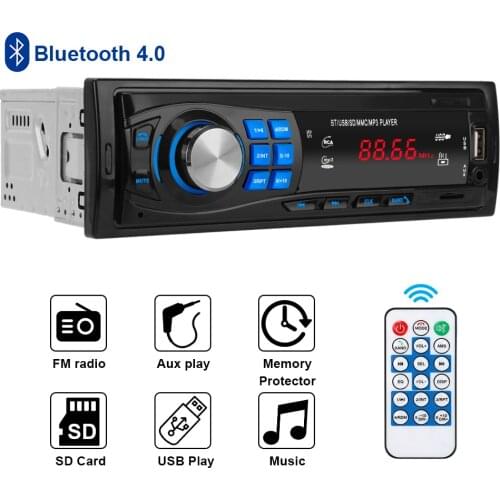 Car Radio Audio FM SD MMC MP3 Player TF USB AUX Support Bluetooth 4.0 Stereo In-dash EQ Function Auto Parts Memory Protector