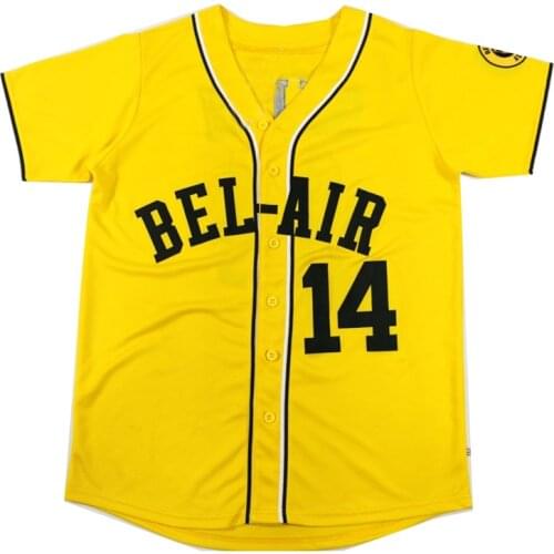 Baseball jersey BEL-AIR14 embroidery outdoor sportswear yellow loose sports casual jersey