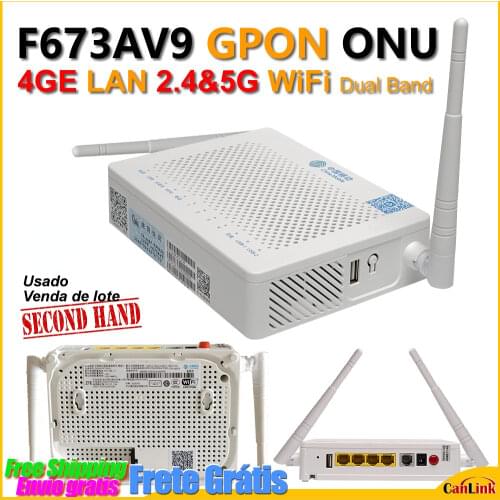Big Sale 20pcs Lot F673aV9 x4 GE LAN 2.4+5G Dual Band WIFI 1Voice +usb GPON ONU FTTH F673av9 English Firmware 5G ONT Terminal