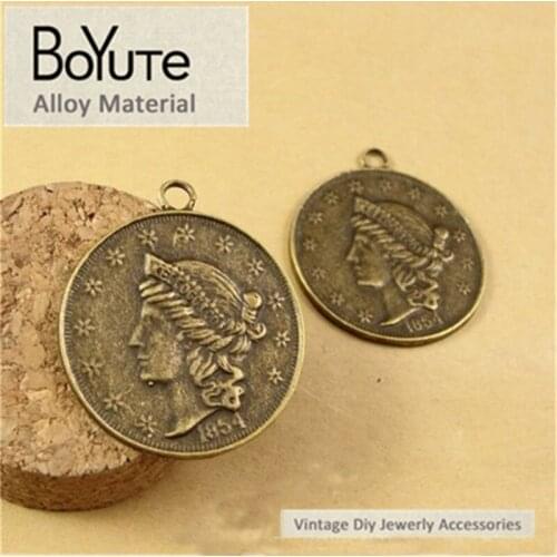 BoYuTe (40 Pieces/Lot) 32MM Antique Bronze Plated Zinc Alloy Beauty Head Charms Pendant Diy Jewelry Making Accessories