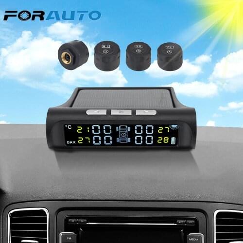 Tyre Pressure Monitoring System Solar TPMS Digital LCD Display Tire Diagnostic Kit Car Accessories with 4 External Sensors