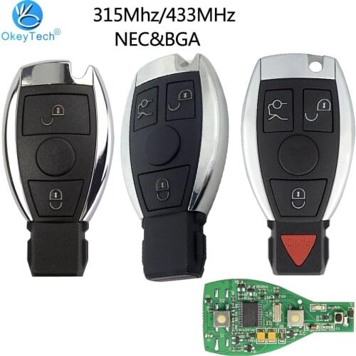 OkeyTech Car Remote Smart Car Key 315Mhz / 433MHz Auto for Mercedes Benz 2000+ NEC BGA Style 2/3/4 Buttons Remote Key Fob For MB