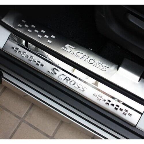 For Suzuki Sx4 S-Cross 2014-2017 Stainless Steel door Sill Protector Pedal Welcome Plate Car External Accessories Sticker 4 PCS