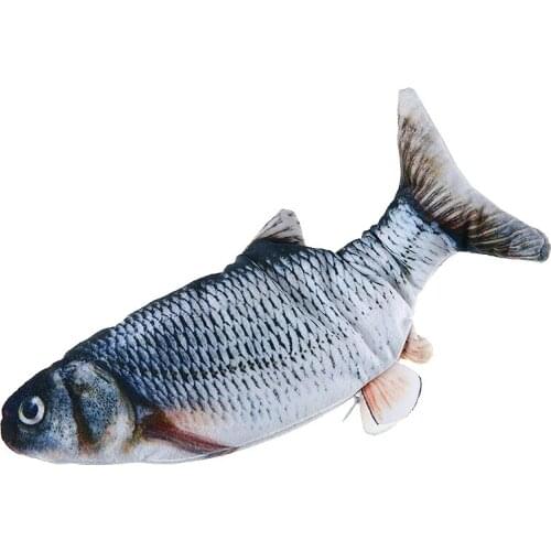 USB Electric Floppy Fish Moving Fish Simulation Grass Carp Pet Cat Plush Toy Cat Toy Interactive Gift Fish Catnip Toy