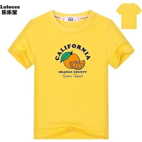 Orange County Summer Harajuku Cotton T-shirt Fashion Boy Girl Short-sleeved Fruit T-shirt Leisure printing Unisex Kid Tops