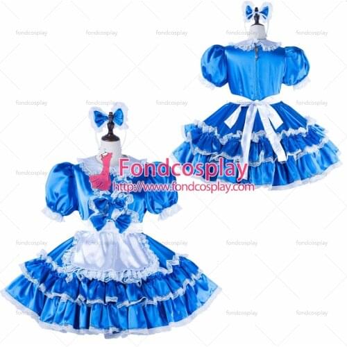 Sissy maid satin dress lockable Uniform cosplay costume Tailor-made[G2262]