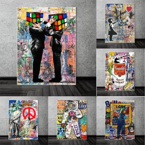 Graffiti Street Art Magic Cube Canvas Print Painting Figures Wall Picture Modern Living Room Home Decoration Posters No Frame