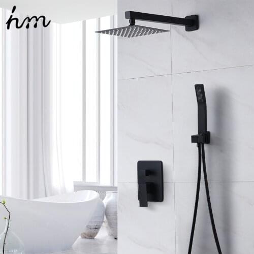 Hm 8" Matte Black Shower System Contain Shower Faucet Rough-in Valve Body and Shower Set