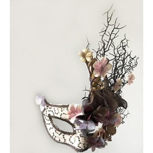 Fine Venetian Broadway Floral Tree Branches Antler Mask Masquerade Christmas Makeup Party Fancy Dress Makes Accessories