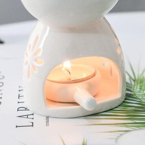 Ceramic Candle Holder Essential Oil Burner Diffuser Aromatherapy Incense Lamps Porcelain Home Living Room Decors