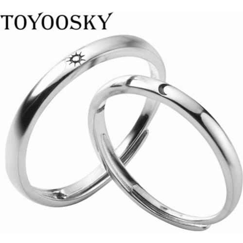 925 Sterling Silver Rings for Women Adjustable Sun Moon Ring Openning For Men Women Couple Engagement Jewelry