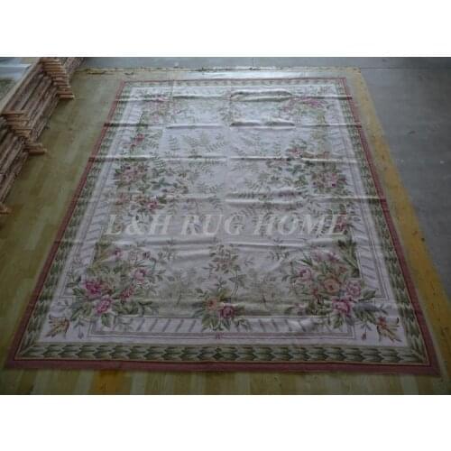 Free shipping 8'x10' needlepoint carpets hand knotted handmade rugs for home decoration
