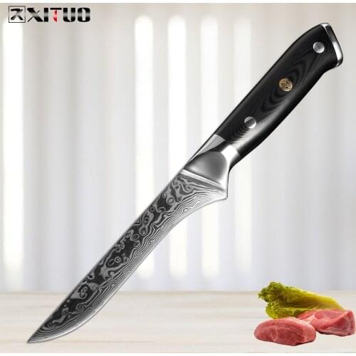 XITUO Kitchen Knife 6 Inch Boning Knife Vg 10 Damascus 67 Layer Steel Kitchen Kiritsuke Nakiri Boning Beef Japanese Knife