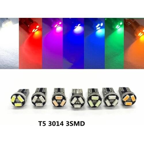 10pcs t5 Led Instrument Light W3w Auto Car Instrument Panel Lamp 3528 3smd Indicator Dashboard Signal Bulb 12v White Blue