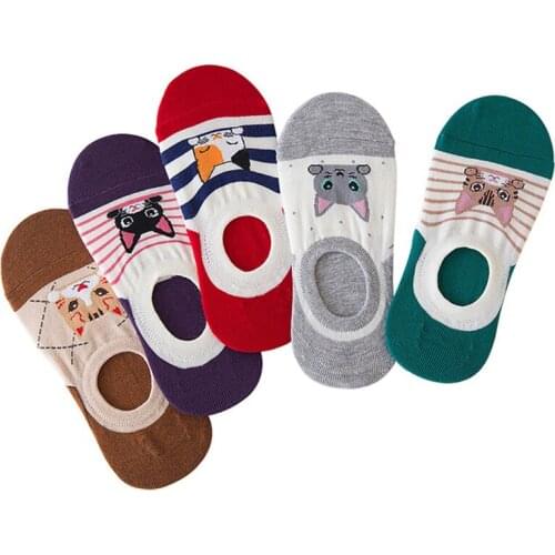 10pieces=5pair/lot Summer Socks Women Ladies Cotton Cartoon Socks Women iInvisible Boat Socks