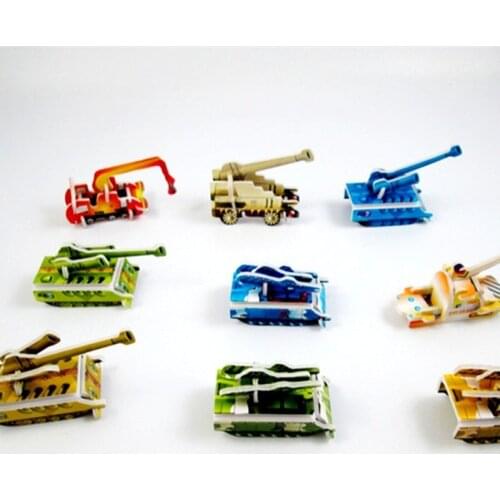 Hot Sale 50pcs/lot Paper Tank Engineering vehicle Miniature 3D Model Puzzles Jigsaw Puzzle Toys For Children Kids DIY Craft