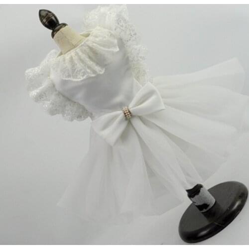 Fashion royal silk lace Princess Wedding Dresses for Pet dog Pet Skirt Puppy Cat Dress Pet Apparel XS-XL with big lace on neck