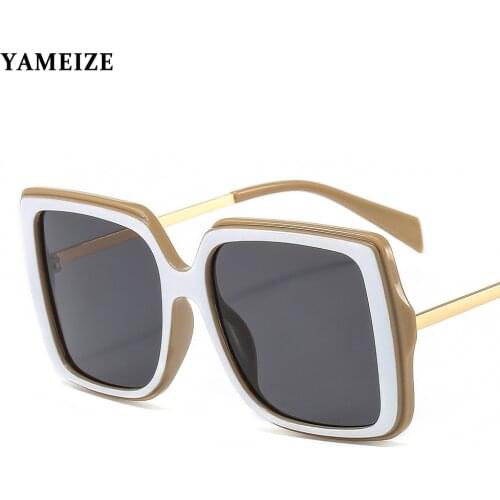 YAMEIZE Fashion Retro Oversized Sunglasses Women Men Square Sunglasses Gradient Glasses Vintage Eyewear Oculos De Sol Feminino