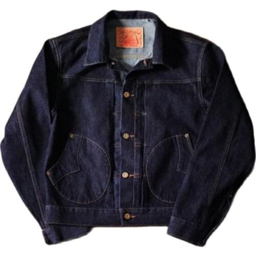 Denim Jacket for Men Indigo Dyed Selvedge Vintage Jeans Coat for Autumn 2021 Harajuku Jacket Safari Cowboy Jacket Husband