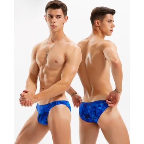 2021 Blue gemstone men sexy low waist half pack hip swimsuits tight hot gay men thong swim trunks swimwear bikinis swim briefs