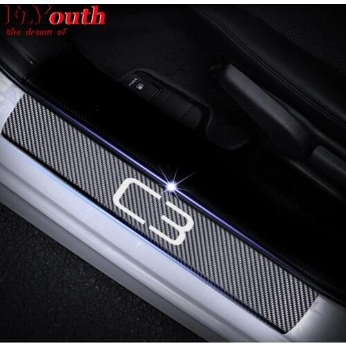 Car Door Sill Scuff Plate For Citroen C3 Reflective 4D Carbon Fiber Sticker Welcome Pedal Threshold Auto Accessories 4Pcs/set