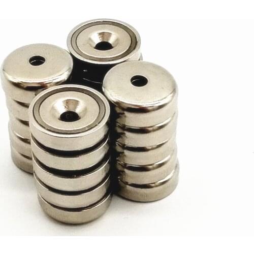 PTSNET Holding Force Rare Earth Small Mini Disc Countersunk Hole Round Pot Strong Neodymium Cup Magnets Holder 20pc 5kg