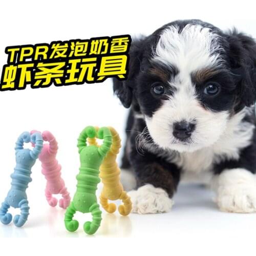 New TPR Creamy Scented Pet Shrimp Stick Toy Candy Color Environmental Friendly Clean Molar Outdoor Sports Training Supplies