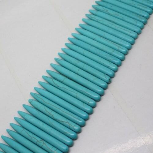 Wholesale 42pcs! 5x48mm Blue Turquoises Bullet draw point Loose Beads