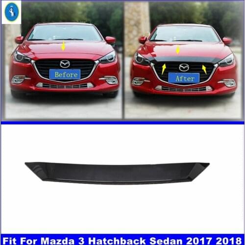 Exterior Refit Front Middle Up Grill Grille Around Hoods Protection Panel Cover Trim Fit For Mazda 3 Sedan Hatchback 2017 2018