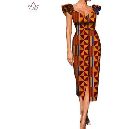 Vestidos African Women Dresses New Fashion Button Split African Clothing Dashiki Plus Size Sexy Party Dress WY5498