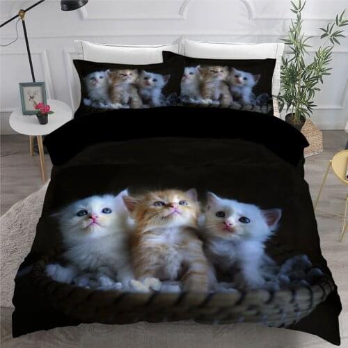 Pets Duvet Cover Set Bedding Sets Quilt Covers Sets Comforter Case King Queen Full Twin Size 3D Cat Bed Linen